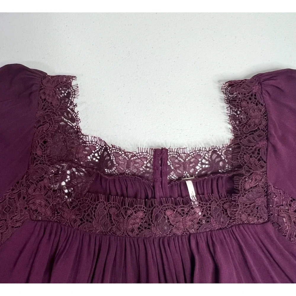 Free People Flutter By Lace Blouse Purple Small